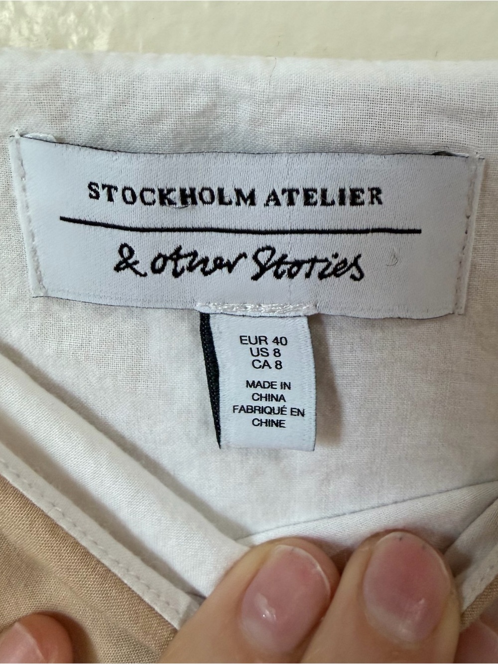 & Other Stories Striped Cotton Midi Dress Size 8 Tan White Mixed Stripe Sundress - Picture 8 of 12